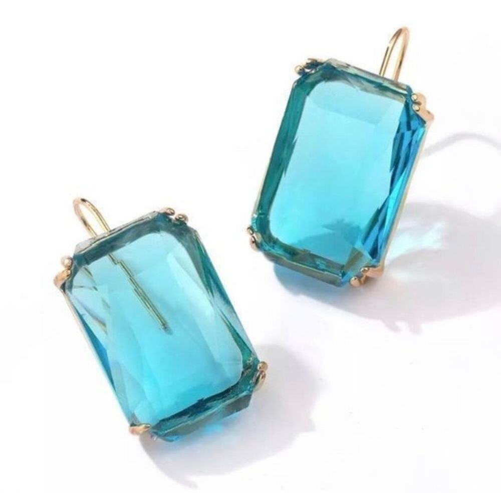 Anthropologie blue and gold vintage inspired drop earrings
